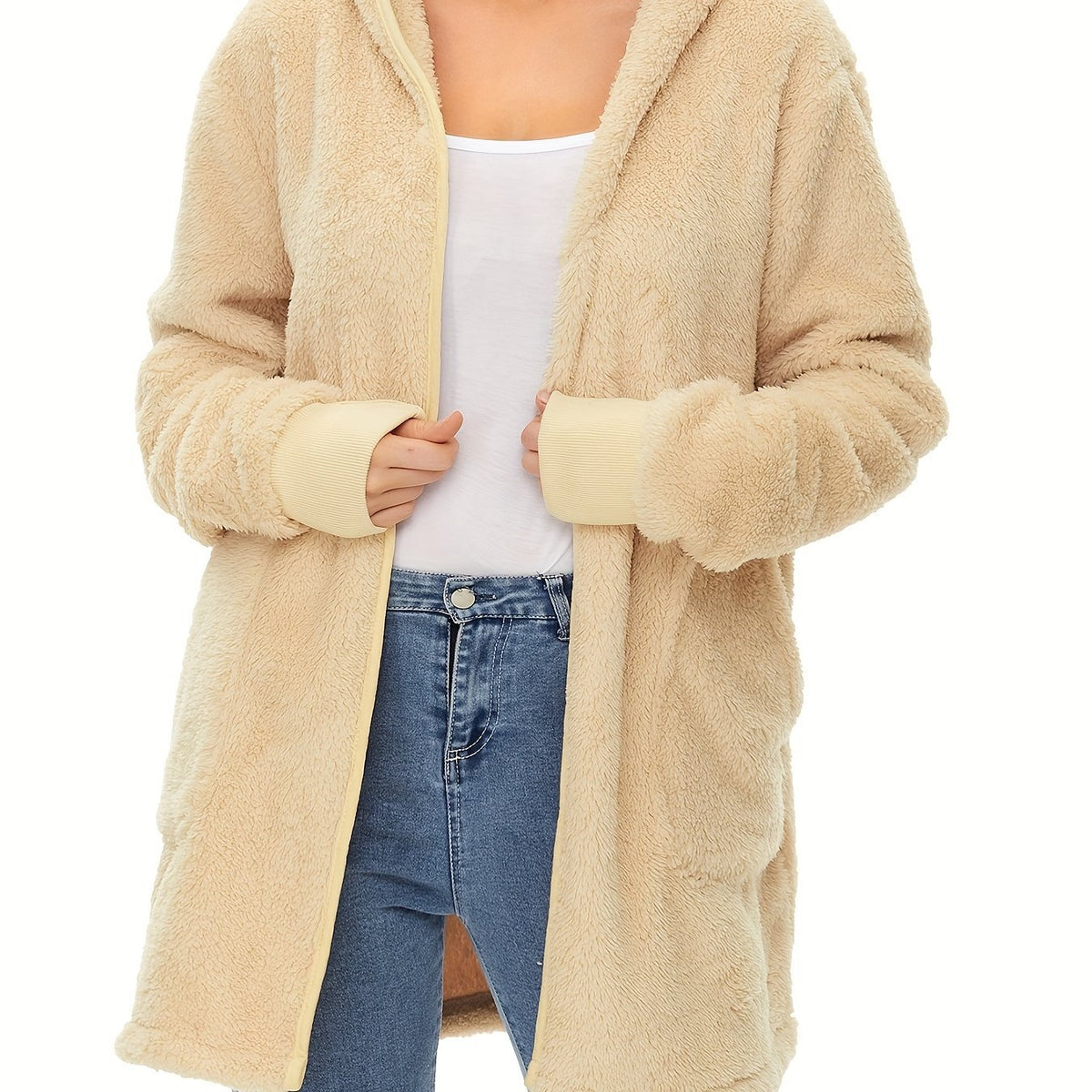 Cozy & Warm Women's Fleece Hoodie - Oversized, Windproof
