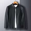 Men's Leather Jacket Men's 2025 Autum New Middle-Aged Fashion Business Stand Collar Fleece-Lined Casual Men's Leather Jacket Jacket