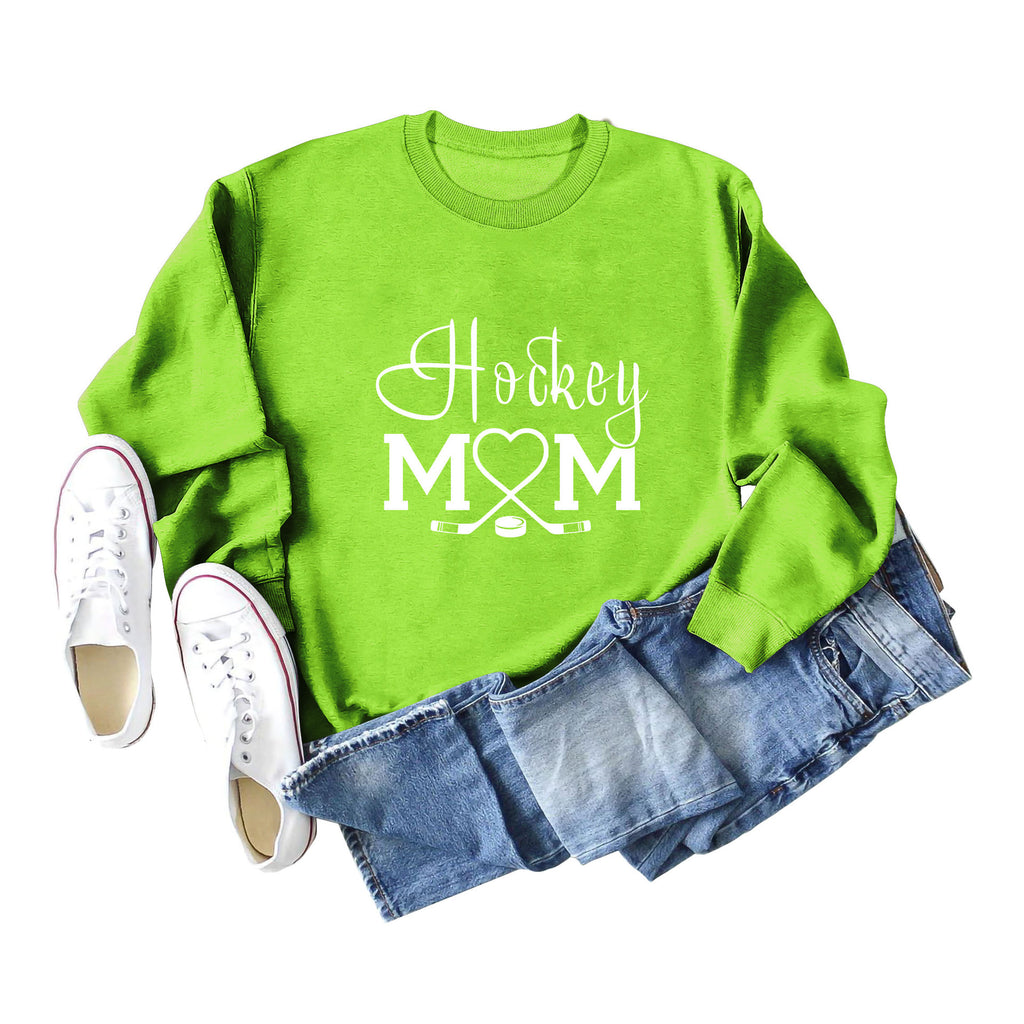 Amazon Wish Independent Station Fashionable Simple Hockey Mom Letter Fun Printed Women's Casual Sweatshirt