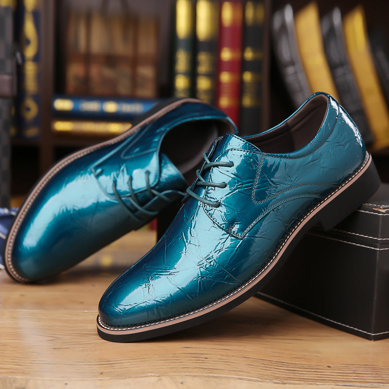 Cross-Border Men's Shoes Pointed Toe Lace-Up Multi-Color Wedding Business Party Banquet Office Formal Shoes Extra Large Size Leather Shoes