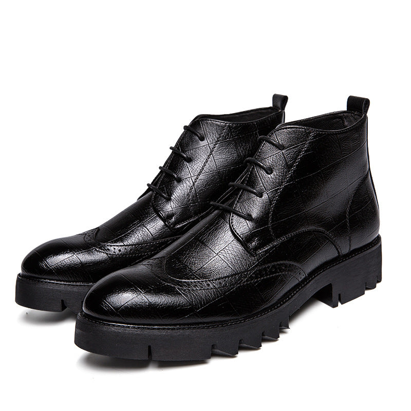 Men's Leather Boots Autumn and Winter New Men's Ankle Shoes Fashion British Style Business Leather Shoes Vintage fleece-lined Trendy Ankle Boots