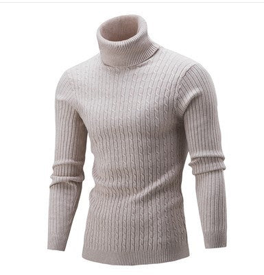2020 Autumn and Winter Men's Sweaters Winter Trendy Solid Color High Lapel Knitwears Korean Style Slim Men's Turtleneck Sweaters