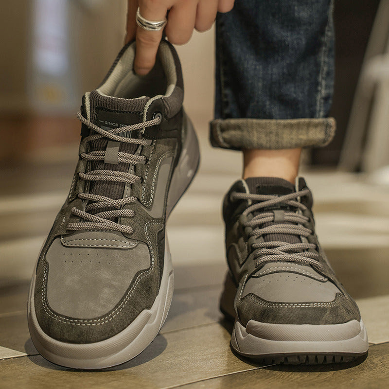 Men's Shoes Winter 2025 New Mid-Top Men's Sports Shoes Student Fashion Casual Sneakers Fleece-Lined Work Boots Cotton Shoes
