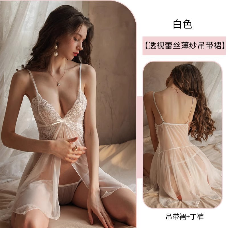 Pajamas Women's Sexy Non-Take-off plus size Underwear Advanced Sense Nightgown Sexy Bed Slip Skirt Pure Desire Qqny Summer