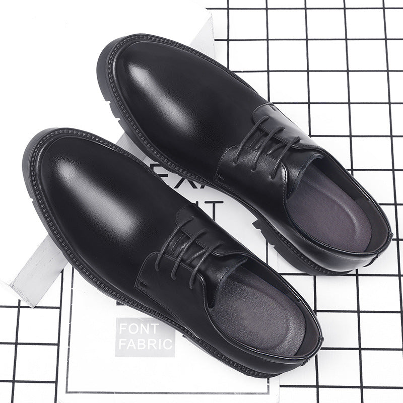 Leather Shoes Men's Business Formal Wear Breathable Soft Leather Black Wedding Shoes Height Increasing 10cm Large Size Sj7106