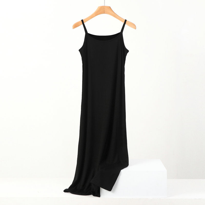 Plus Size Spring and Summer All-match Slim-fit Long Inner Nightgown Sling Modal Cotton Women's Solid Color Base dress