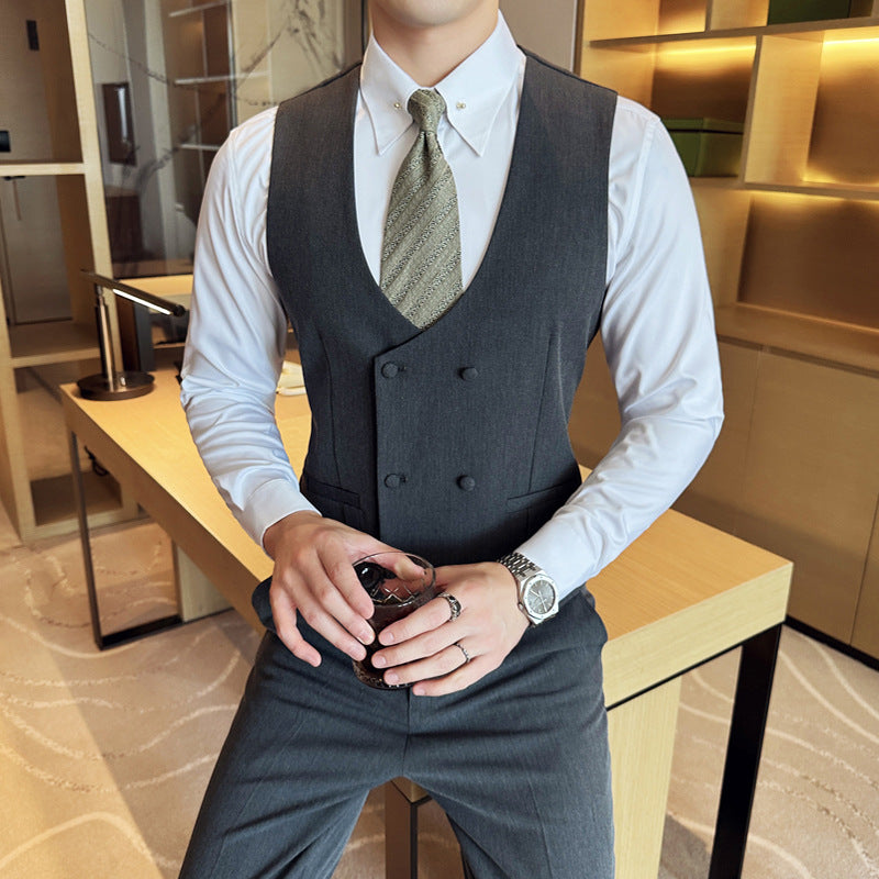 New Spring and Summer High-end Slim-fit Vest Pants suit Men Business Casual Vest Set Best Man Group Dress Suit Men