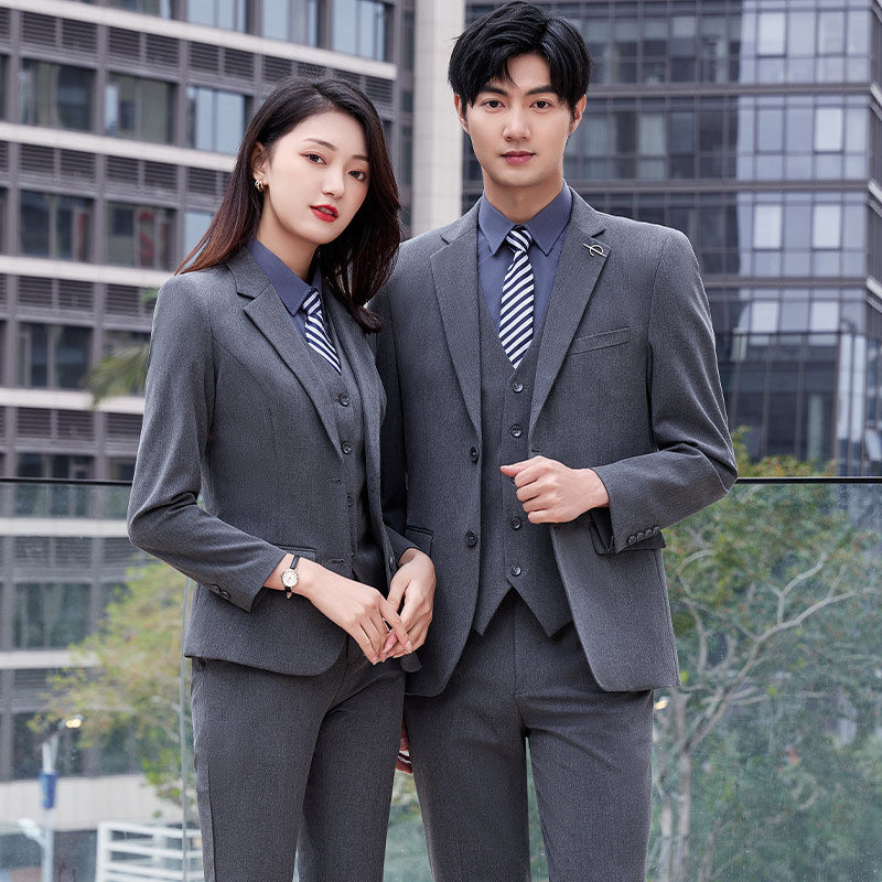 Two-button color spinning four-sided elastic treasure blue teacher suit suit men's and women's same style professional attire 4S shop suit wholesale