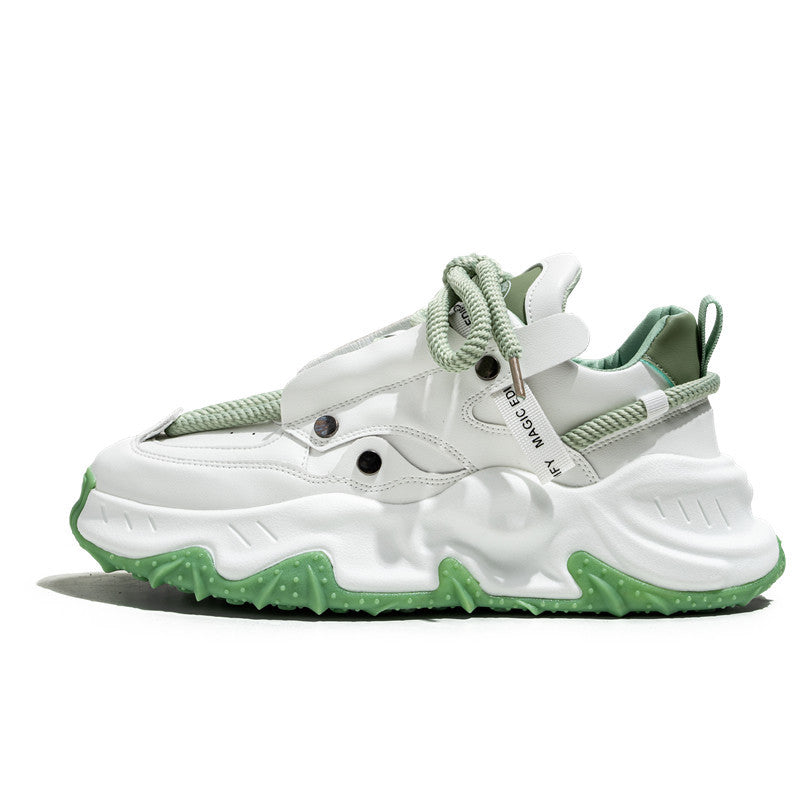 Men's Spring niche fashion sneaker running shoes popcorn casual sneakers men's shoes thick sole height increasing daddy shoes