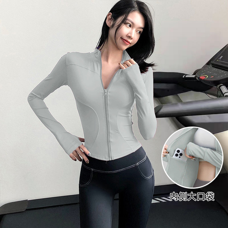 Fitness Training Yoga Clothes for Women, Spring Long-Sleeved, High-Elastic, Quick-Drying, Breathable Sports Jackets, Tight-Fitting, Slimming Fitness Clothes