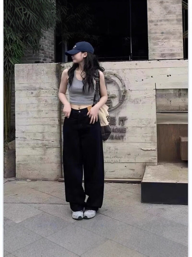 Wide-Leg Jeans for Women, Spring/Summer 2025 New Thin Style, Retro Slim-Fit Design, Straight-Leg Pants