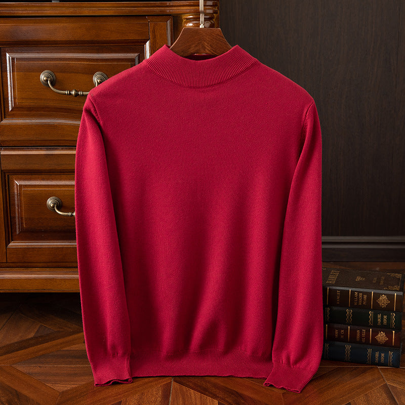 Autumn and winter semi-high collar men's pullover base sweater casual business loose fashion solid color long sleeve Andy velvet sweater