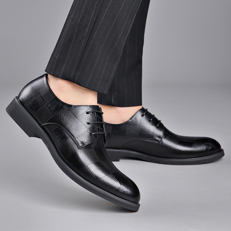2025 Spring New Men's Leather Shoes Genuine Leather Business Formal Wear Inner Heightening Men's Shoes Wedding Groomsman Pointed Toe Wedding Shoes
