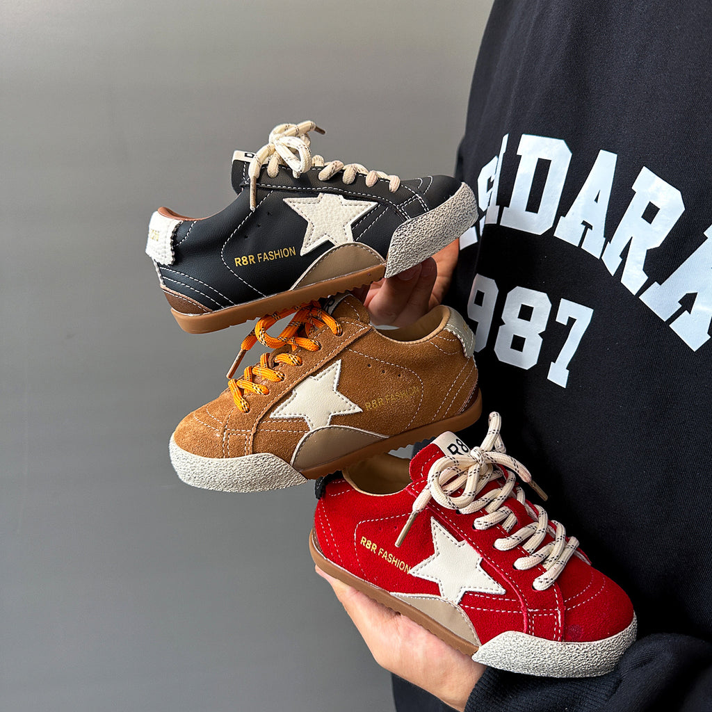 Korean Style Children's Trendy Star Sneakers Boys' Spring and Autumn Casual Shoes Big Kids' Training Shoes Girls' Sneakers