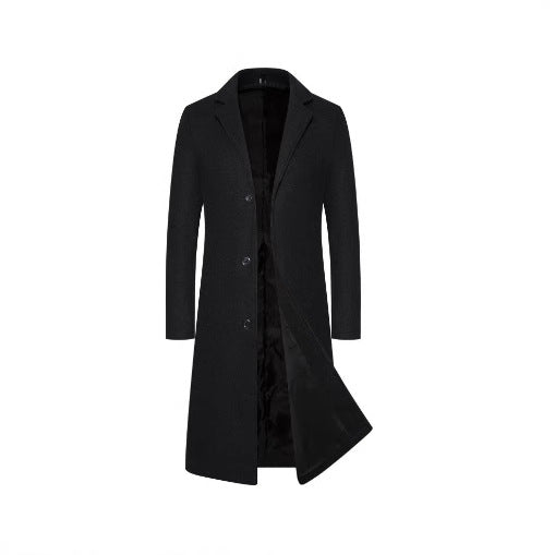 Foreign Trade Cross-border Autumn and Winter Men's Woolen Coat Lengthen Thickened Single-breasted Coat Men's Trendy Coat