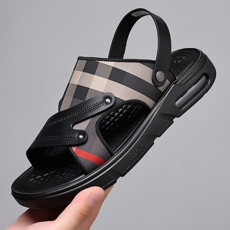 Sandals Men's 2023 New Summer Height-increasing Air Cushion Sports Non-slip Soft Bottom Outdoor Dual-use Beach Sandals and Slippers for Men