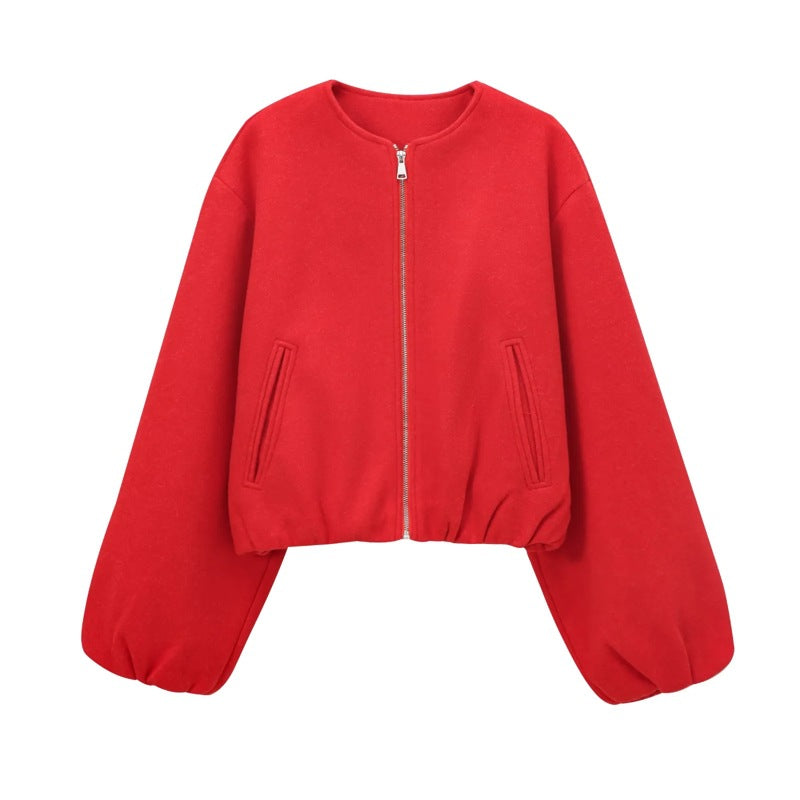 KAOPU ZA Women's 2025 Winter Soft Base All-Match Long Sleeve Soft Bomber Jacket Coat