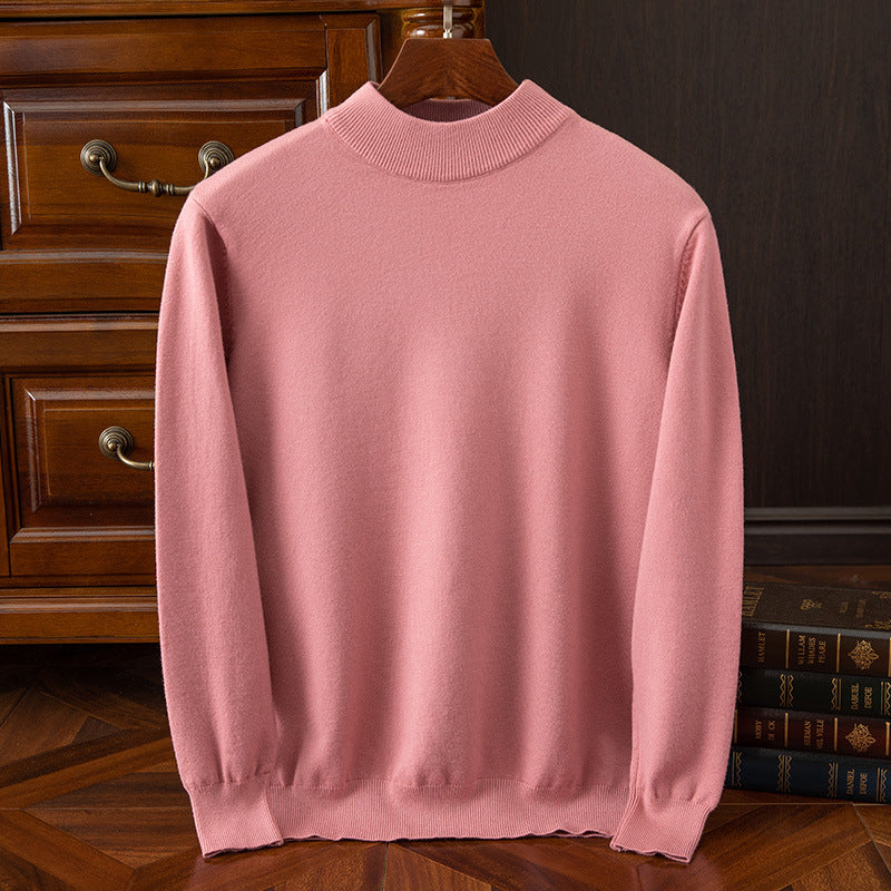 Autumn and winter semi-high collar men's pullover base sweater casual business loose fashion solid color long sleeve Andy velvet sweater