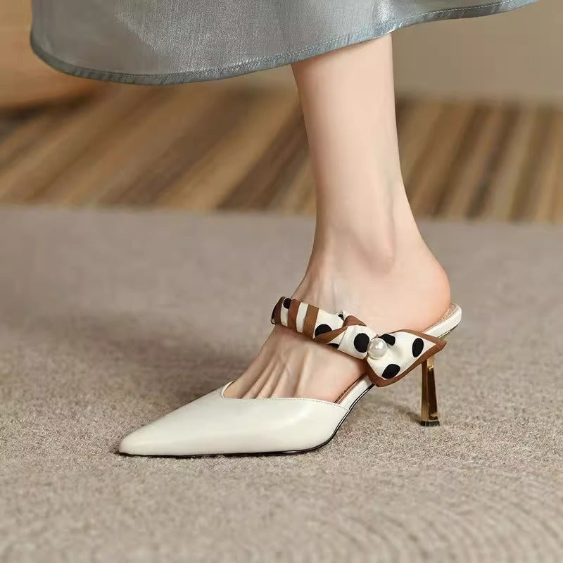 In Stock, One-Piece Dropshipping~ Women's Pointed-Toe High-Heeled Mules with Thin Heels, Medium Heels, Fashionable and Versatile Lazy Slippers