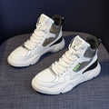 Genuine Leather High-Top Sneakers for Women 2025 Spring White Shoes for Women Korean Style Breathable Casual Sports Sneakers for Women Comfortable