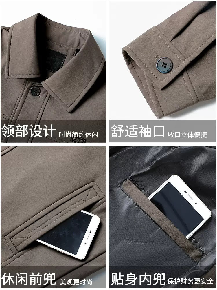 Autumn and Winter Coats for Middle-Aged Men, Dad's Clothing, Middle-Aged and Elderly Men's Autumn and Winter Executive Jackets, Thickened and Warm Men's Wear