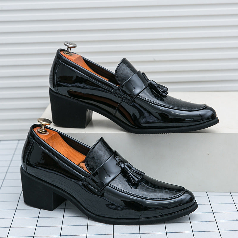 Men's Loafers Cross-border plus size New Style Leather Shoes Fashion Men's High Heeled Shoes Trendy Business Casual Leather Shoes