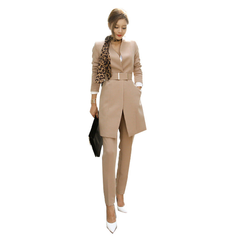 Foreign trade 2022 women's professional suit new long suit jacket slim suit + trousers