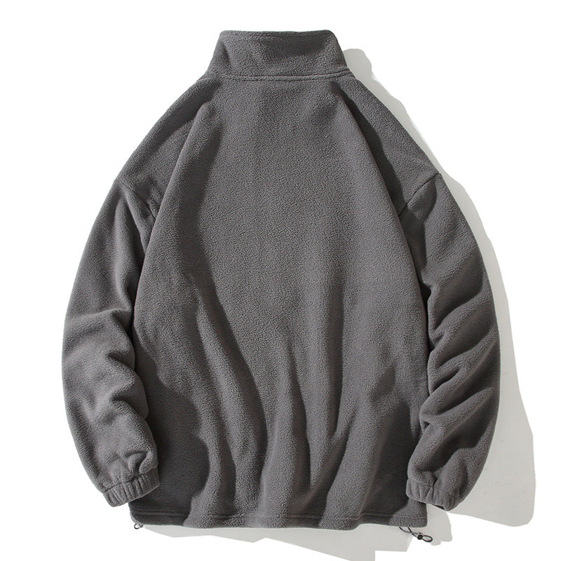 Polar Fleece Sweatshirt Men's 2025 Autumn and Winter Pure Color Half-Zip Pullover Sweatshirt Stand Collar Warm Thickeneded Top