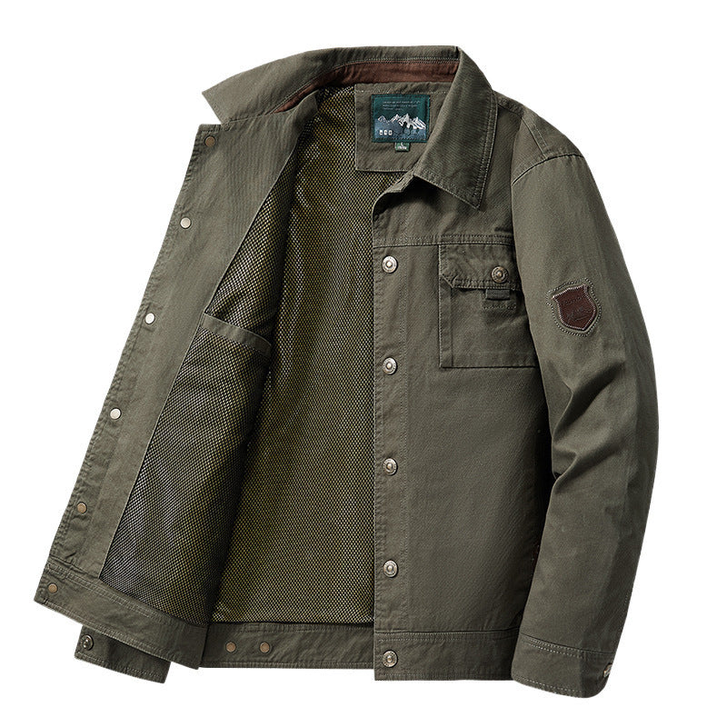 2025 Spring and Autumn Middle-Aged Men's New Jackets Middle-Aged and Elderly Dad's Lapel Solid Color Casual Jackets Men's Jackets