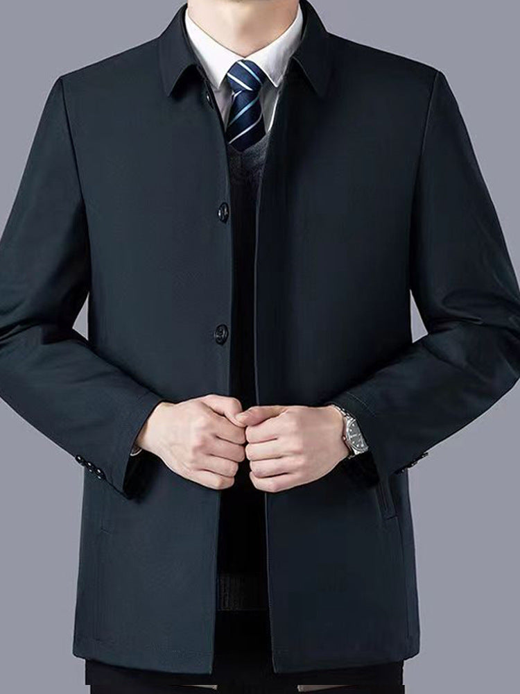 Manufacturer Wholesale Middle-Aged and Elderly Dad Jackets Men's Spring and Autumn Middle-Aged High-End Executive Jackets Button Casual Tops