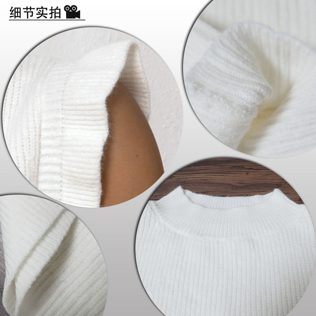 2024 Cross-border Hot Sweater Flying Sleeve Sweater Half-turtleneck Women Sleeveless Sweater Slim Fit Amazon Hot Sale