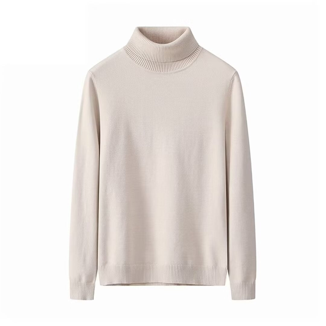 Autumn and Winter Half-neck Sweater Men's Loose All-match Thickened Sweater Men's White Base Mid-neck Slim-fit Sweater