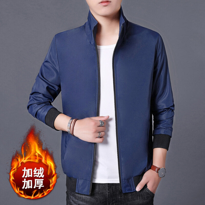 2024 New fleece-lined jacket men's coat fleece-lined thickened stand collar jacket 1918 jacket men