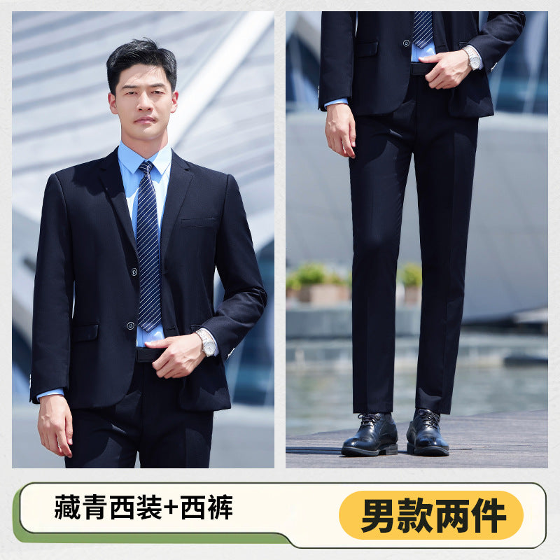 Autumn and Winter Thickened Men's Double-button Black Interview Business Dress Unisex Business Suit suit Three-piece Set