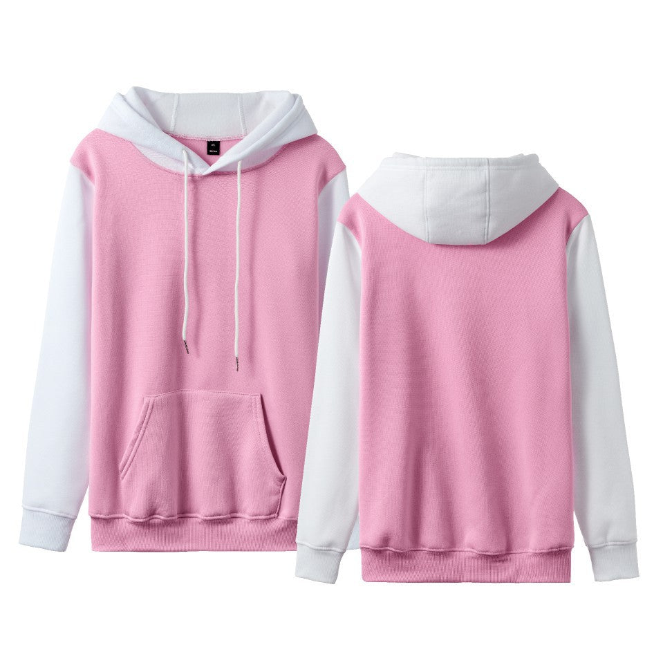 Pure Color white stitching loose casual fashion men and women fleece-lined cross-border hoodie factory direct in stock wholesale