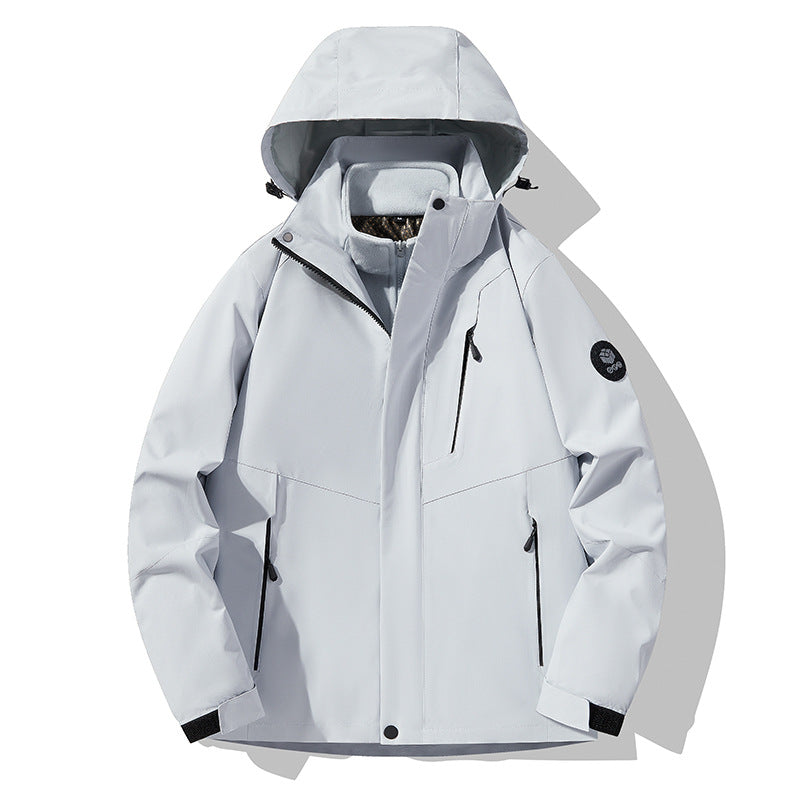 Three-In-One Detachable Autumn and Winter Jacket for Couples, Unisex Windproof and Waterproof Mountaineering Clothing with Fleece Lining