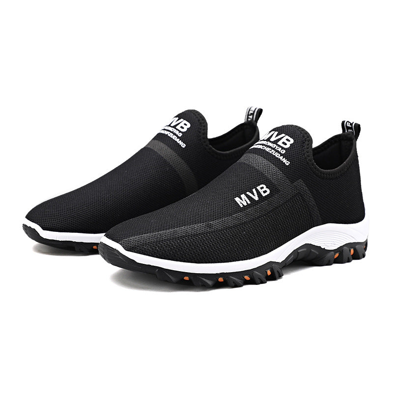 2025 Foreign Trade Wholesale Cross-Border Large Size Spring and Summer Black Casual Shoes Lazy Slip-On Mesh Sports Work Men's Shoes