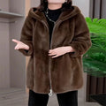 Popular one-piece hooded coat for women winter new middle-aged mom elegant warm western style mid-length coat