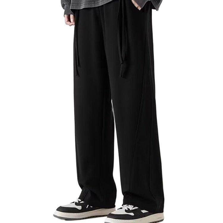 New Pants Boys 2024 New American Loose Straight Pants High Street Spring and Summer Heavy Casual Wide Leg