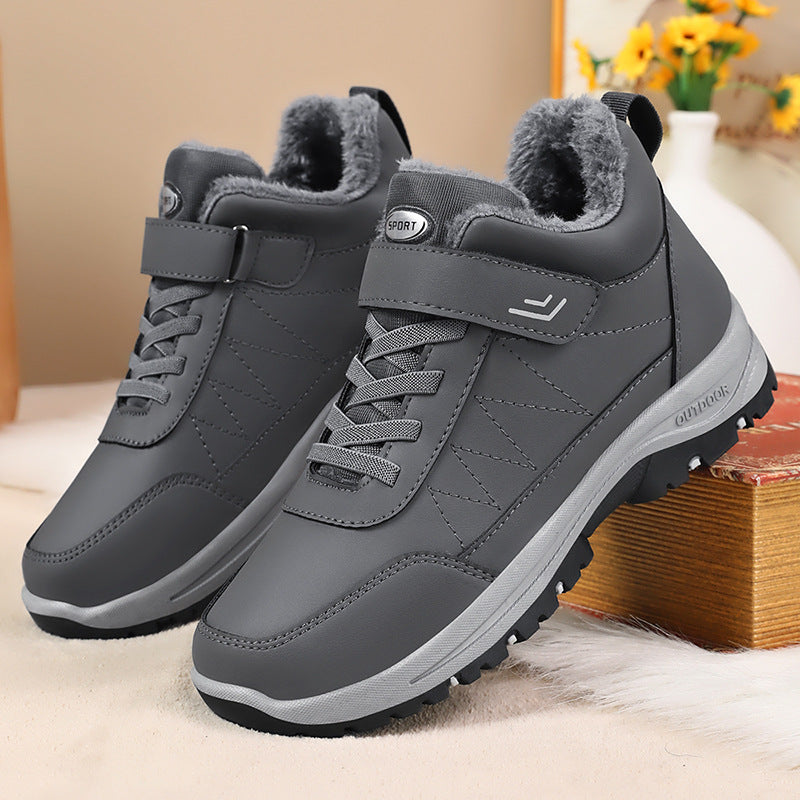 Shoes Men's Cotton Shoes Winter Thickened Velvet Outdoor Casual Snow Boots Velcro Walking Shoes Men's and Women's Same Style Dropshipping
