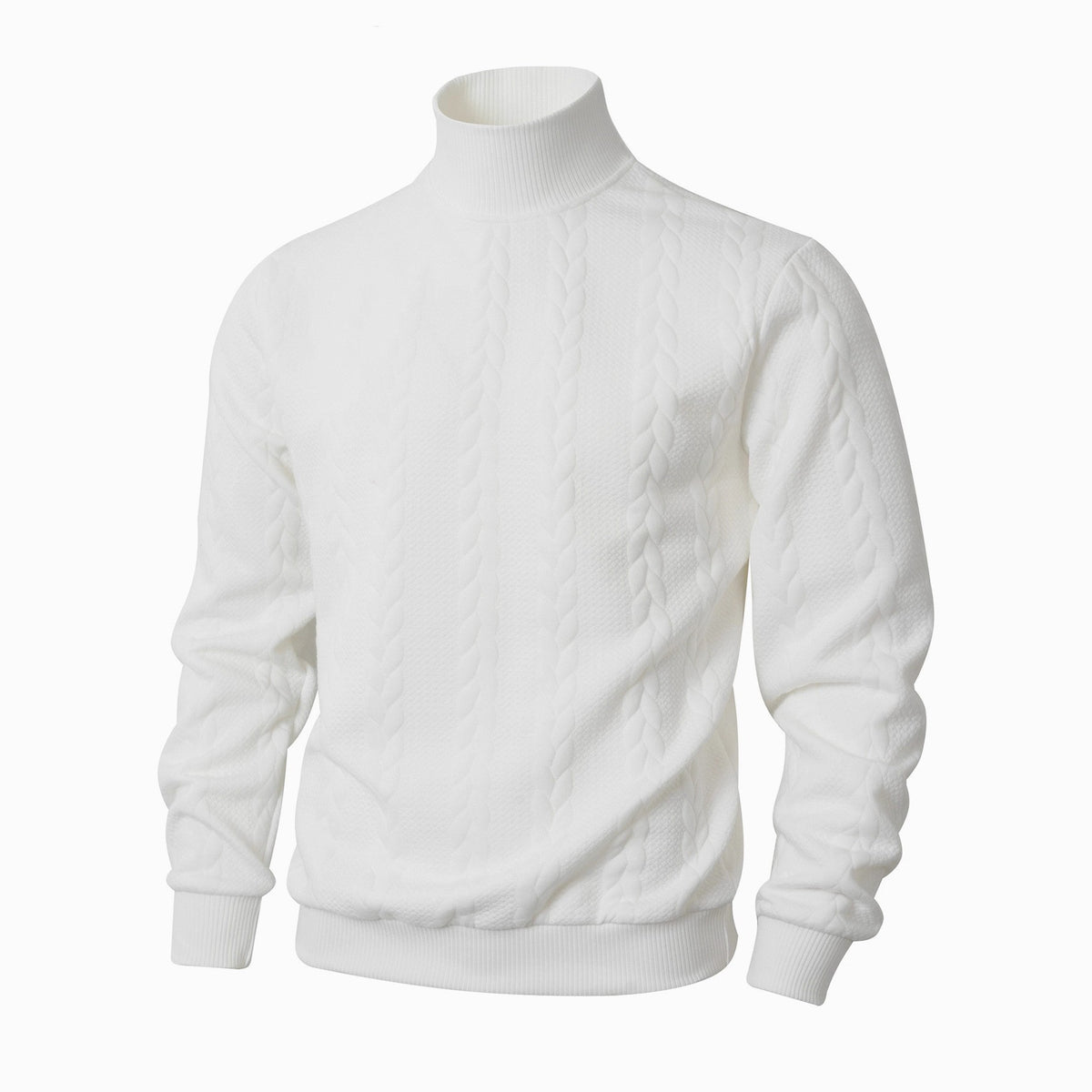 Cross-Border New Autumn and Winter Knitwears Pure Color Young Men's Fashion Jacquard Turtleneck Warm Wool Sweatshirts