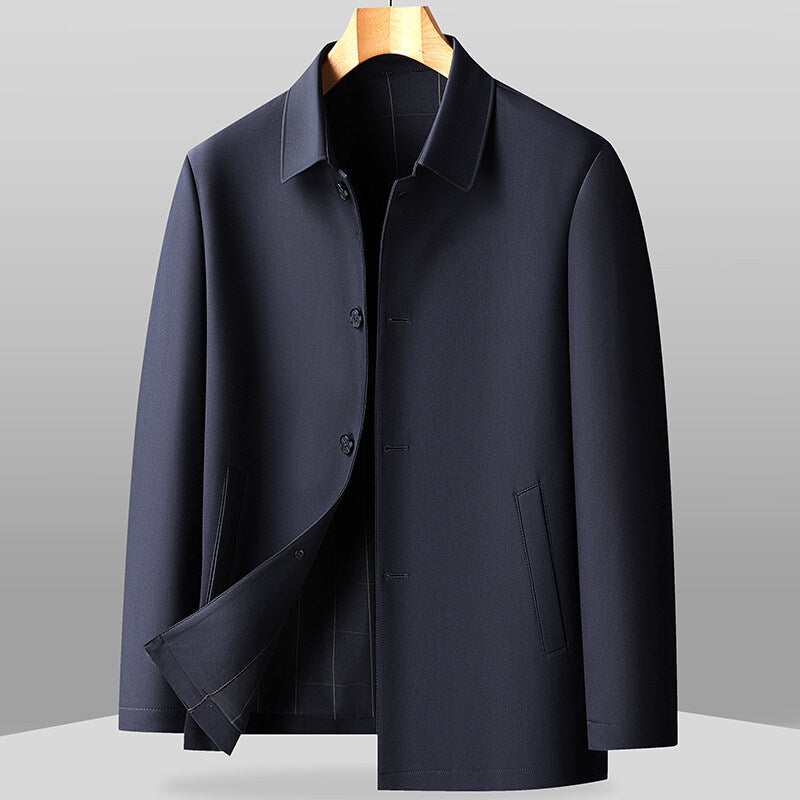 Men's Mid-length Coat Middle-aged Business Casual Lapel Solid Color Executive Jacket Coat Men's 2025 Spring New