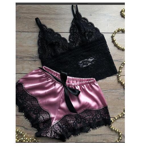 Summer Women's Silk Sling Princess Pajamas Sexy Temptation Two-piece Underwear Nightwear Home Clothes