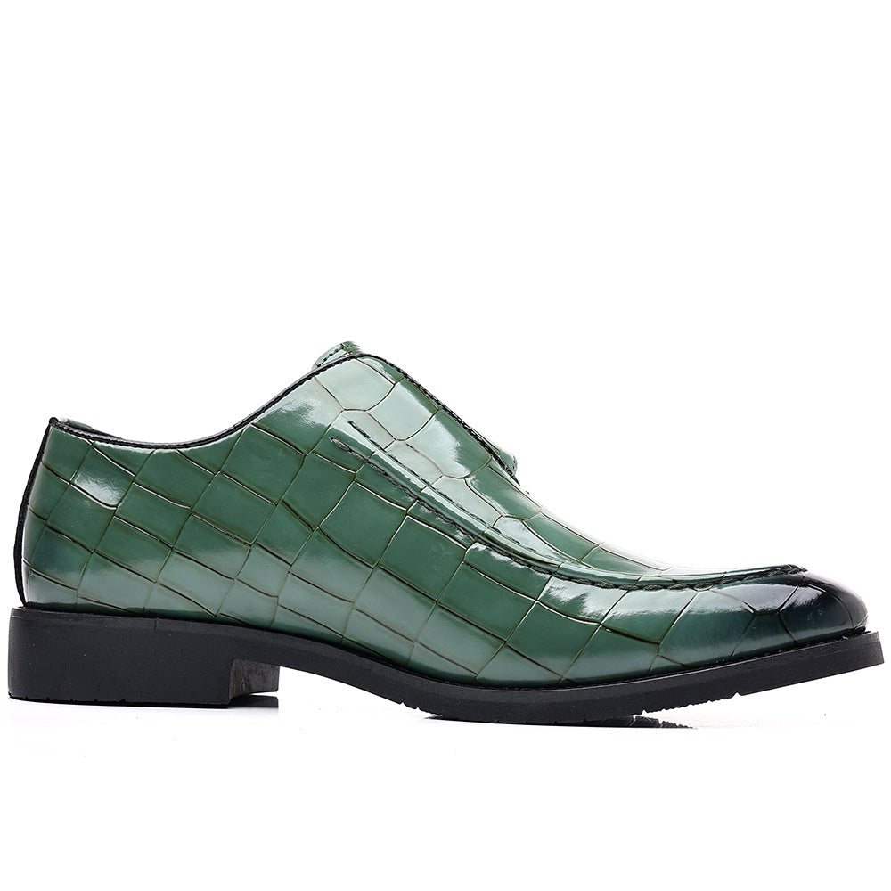 plus size Leather Shoes Men's Business Leg Plaid Shoes Fashion Buckle Loafers British Foreign Trade Casual Shoes shein