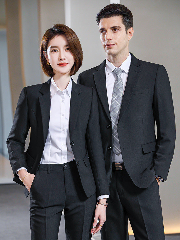 Sapphire blue suit men and women commuting high-end professional temperament civil servant interview suit large size hotel work clothes