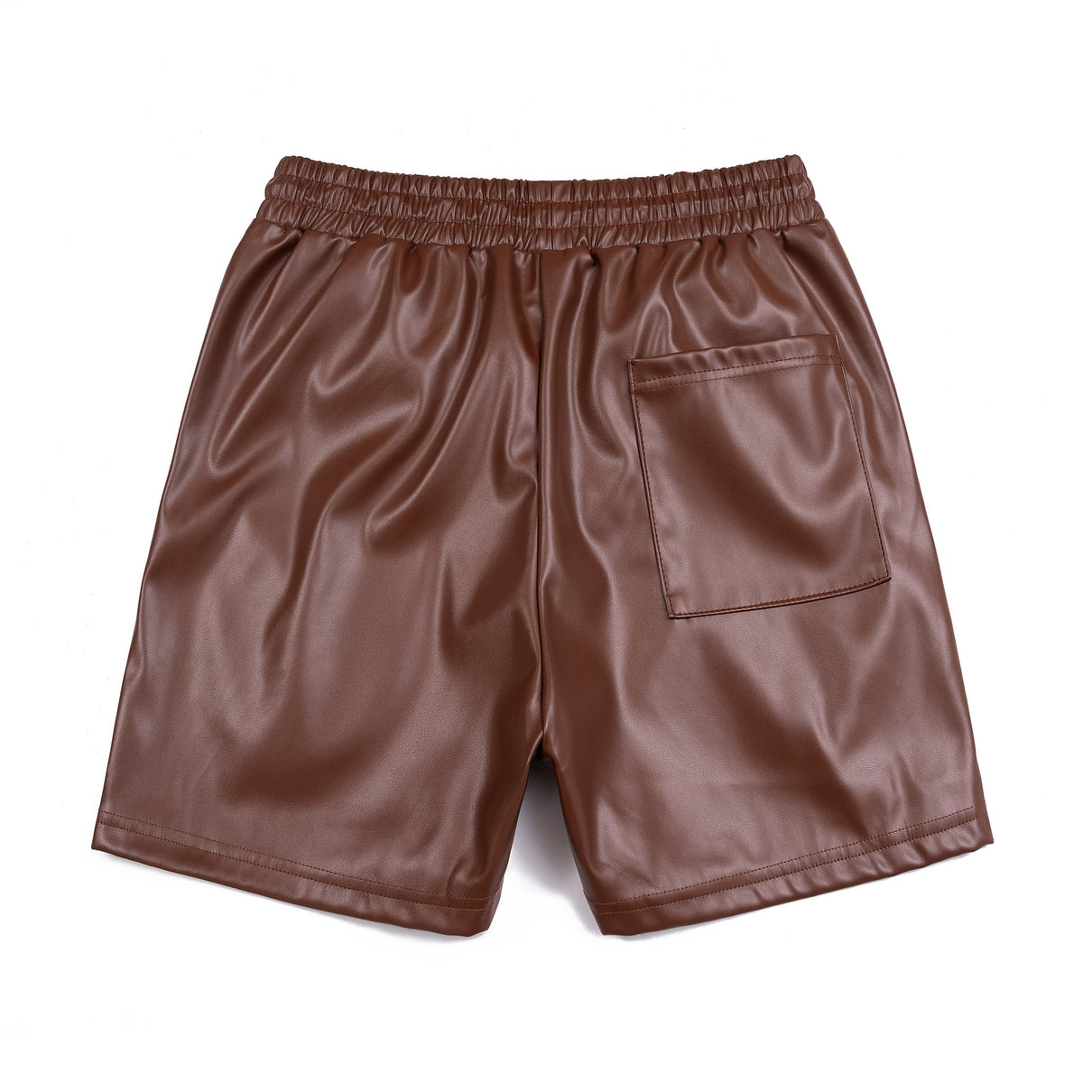 300g Eco-friendly PU Leather American Style Vintage Men's Foil Leather Embroidered Leather Shorts Loose Casual All-match Fashion Leather Pants