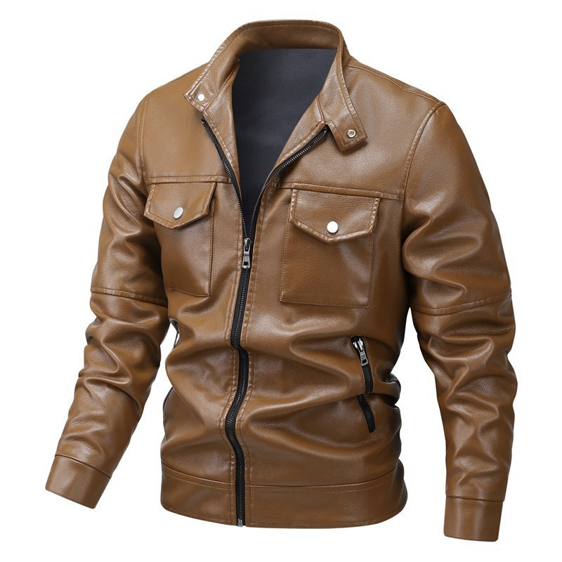 New Leather Jacket Men's Leather Jacket Single Casual Jacket Korean Style Trendy Slim and Handsome Youth Autumn and Winter