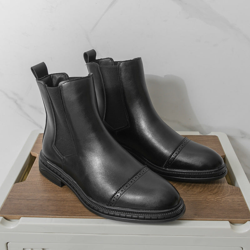 Men's Leather Boots Cross-Border Large Size Foreign Trade New Retro High-Top Leather Shoes Fashionable Men's Chelsea Boots Dropshipping