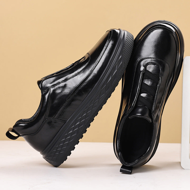 Men's Popular Sneakers, Genuine Leather, Versatile Men's Shoes, High-End Trendy Shoes, Slip-On Slip-On Shoes, Men's Commuter Casual Shoes