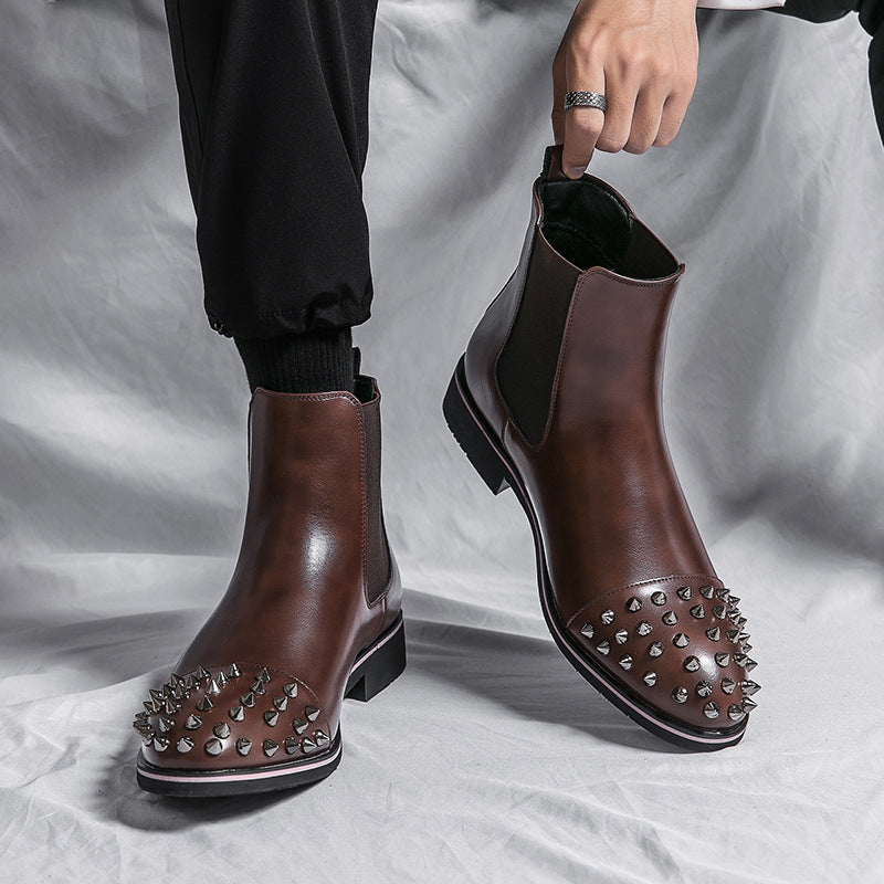 Men's leather boots cross-border plus size new shoes fashion British style rivets casual boots vintage Martin boots wholesale